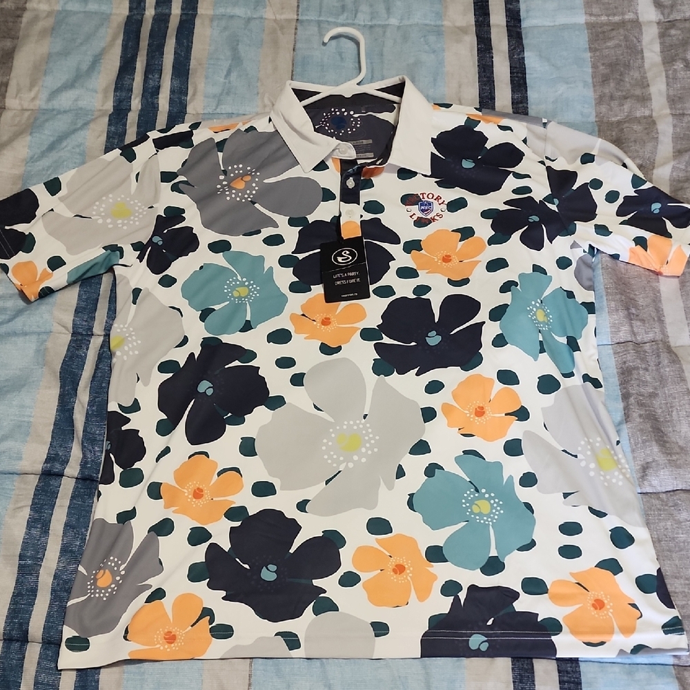 Swanies Floral Polo Shirt XL NWT